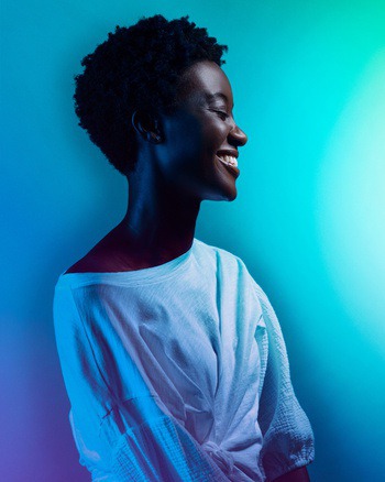 CJ Foeckler Photography | #smiling #portrait #green #purple #blue #model
