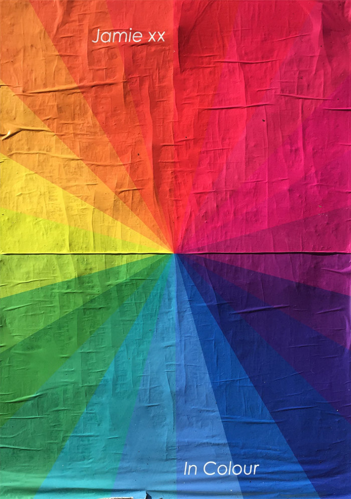 Poster advertising Jamie xx's In Colour #poster, #rainbow, #colour, #geometric