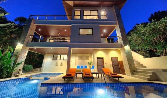 Luxury Villa with Private Pool in Koh Samui offers direct private access to beach and the most sensational ocean and island views of Ban Rak bay and Big Buddha. Amenities include infinity pool with sundeck and bubble spa, jacuzzi and more. Talk to Villa Getaways for more details!