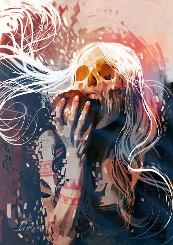 javiergpacheco Skulls 2.jpg (600×849) #skull #girl #tribal