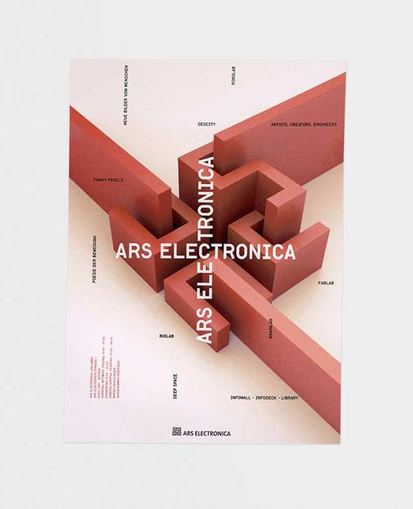 Ars Electronica Poster #3d #render #electronica #design #book #composition #cover #identity #are #poster #logo #logotype #covers #grid #cartel #innovation #graphic #experimental #system #art #street #ars #editorial #magazine