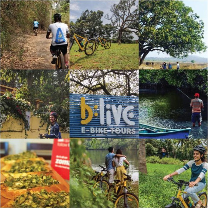 Cycle through the very traditional, green, grassroots feel of Goa. #letsblive #funoverfuel #southgoatrails #divar #fun #ev #ecotourism #eco #tours #ebikes #discovery #goavibes 🌴 #goatourism #goaindiatravel #travel #instatravel #instagoa #wanderlust #navratri #navratriwear #shadesofBLive #Friday #TGIF #weekendvibes