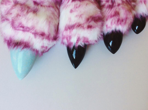 "Disabled Monsters and Handicaped Sprites" sculpture closeup. #diploo, #pinkfur, #art, #sculpture #mixedmedia