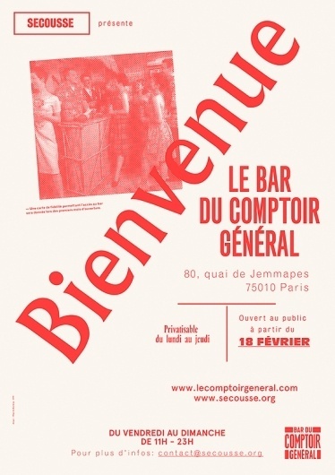 Le Bar du Comptoir Général | Works | Côme de Bouchony, Paris-based independent designer and art director #poster