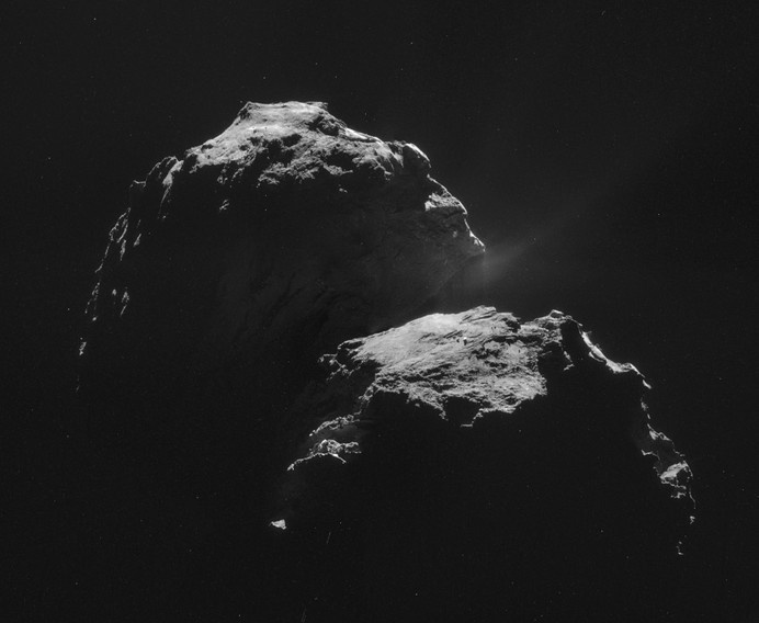 Four image NAVCAM mosaic comprising images taken on 4 November. Credits: ESA/Rosetta/NAVCAM – CC BY-SA IGO 3.0 #universe #navcam #rosetta #white #esa #space #black #comet #blackandwhite