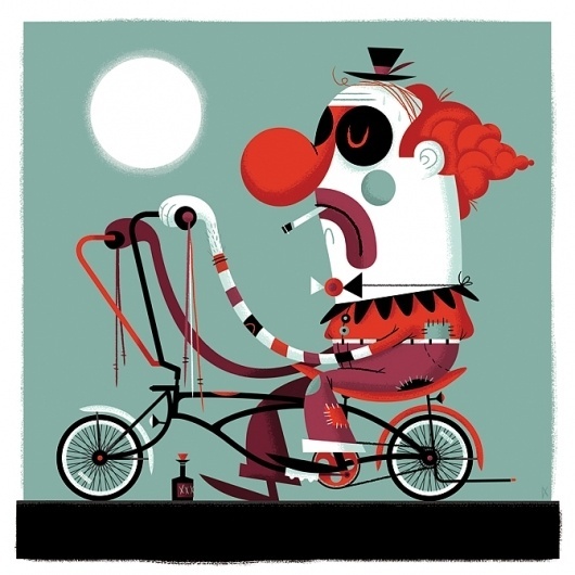 All: Whino The Clown #sky #clown #illustration #bike #invisible #creature