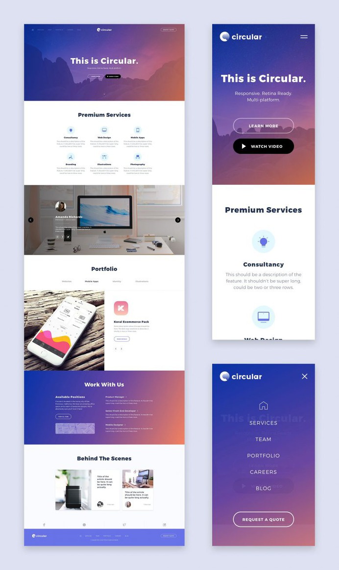 Circular Unique Landings ~ App Templates