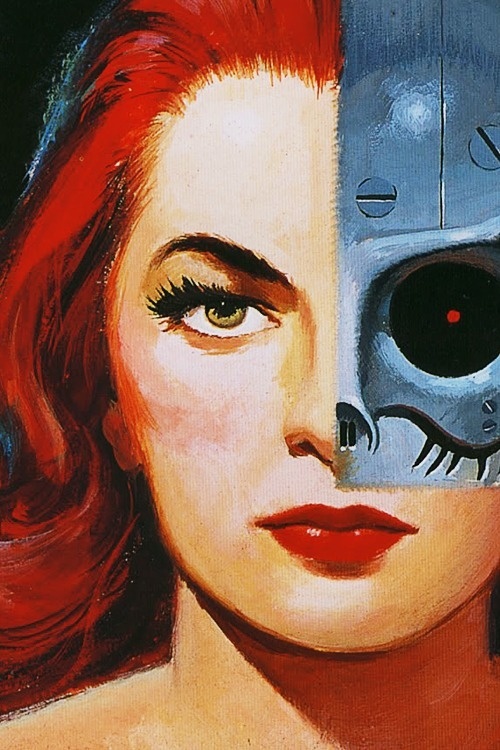 Painting by Ed Valigursky for C. H. ThamesÂ The Iron Virgin, fromÂ Amazing Stories, Vol. 30, #3Â March 1956
