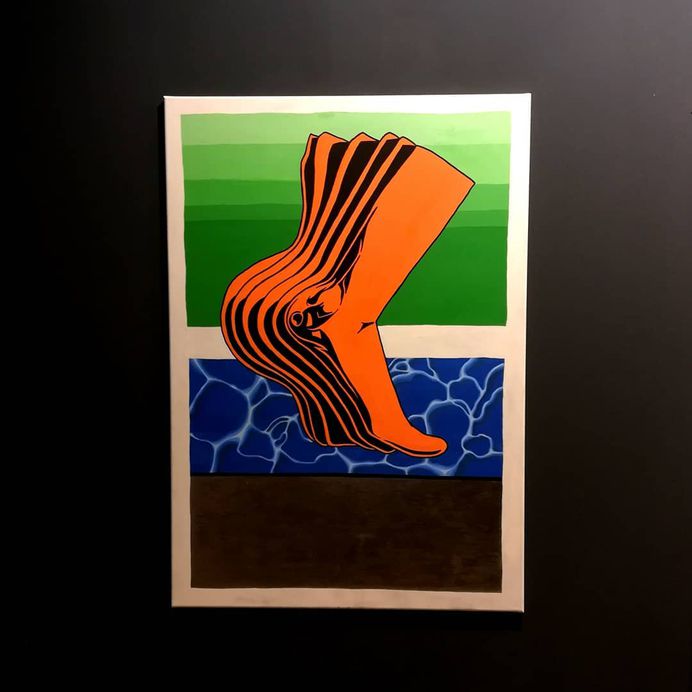 A Painting I did for the Group Exhibition NEW RAVE 27.07-19.08.18 @affenfaustgalerie . Painted with Acyl marker from @molotowheadquarters on canvas 100x70cm #paintings #usmiruel #molotowmarkers #acylicpainting #newrave #marker #hamburg #germany #affenfaustgalerie #colorlover #dancing #overthewater #water #gallery #raven #exhibition #psycedelic