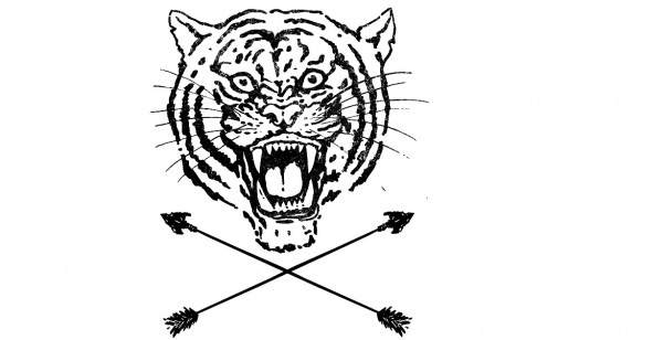 THROWBK - T B K #mark #white #mascot #black #arrow #logo #tiger