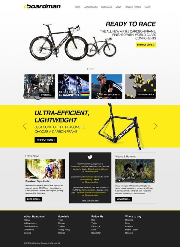 Homepages design idea #134: Boardman-homepage #bikes #design #road #clean #racing #web