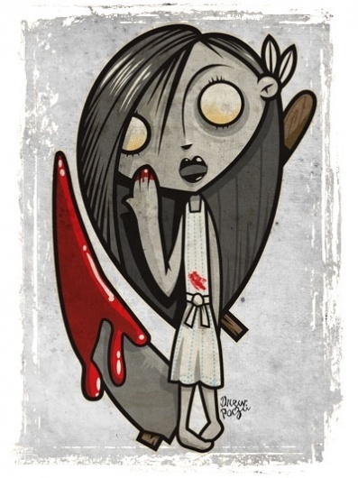 bloodlessgirl.jpg (400×533) #blood #red #girl #illustration #gray #zombie