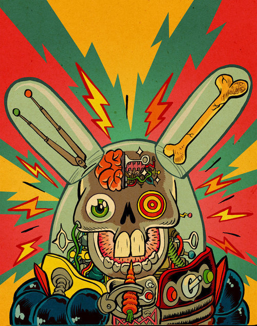 supersonic electronic / art - Ralph Niese. Illustrations by Ralph Niese. #bunny #skull
