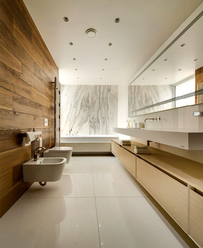 Moscow Apartment Created for a Young Family wall cladding white background #bath #design #bathroom