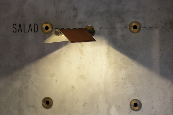 Shade Burger YOD studio interior design mindsparkle mag concrete wall ceiling hanging wood industrial modern typography sign type design mi
