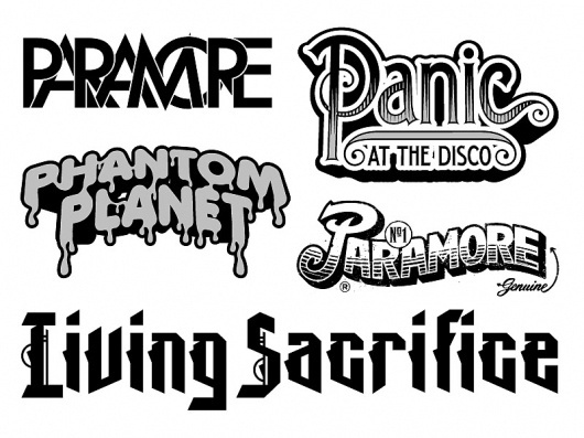 D A R A |typography|various bands #music #type #bands #typography