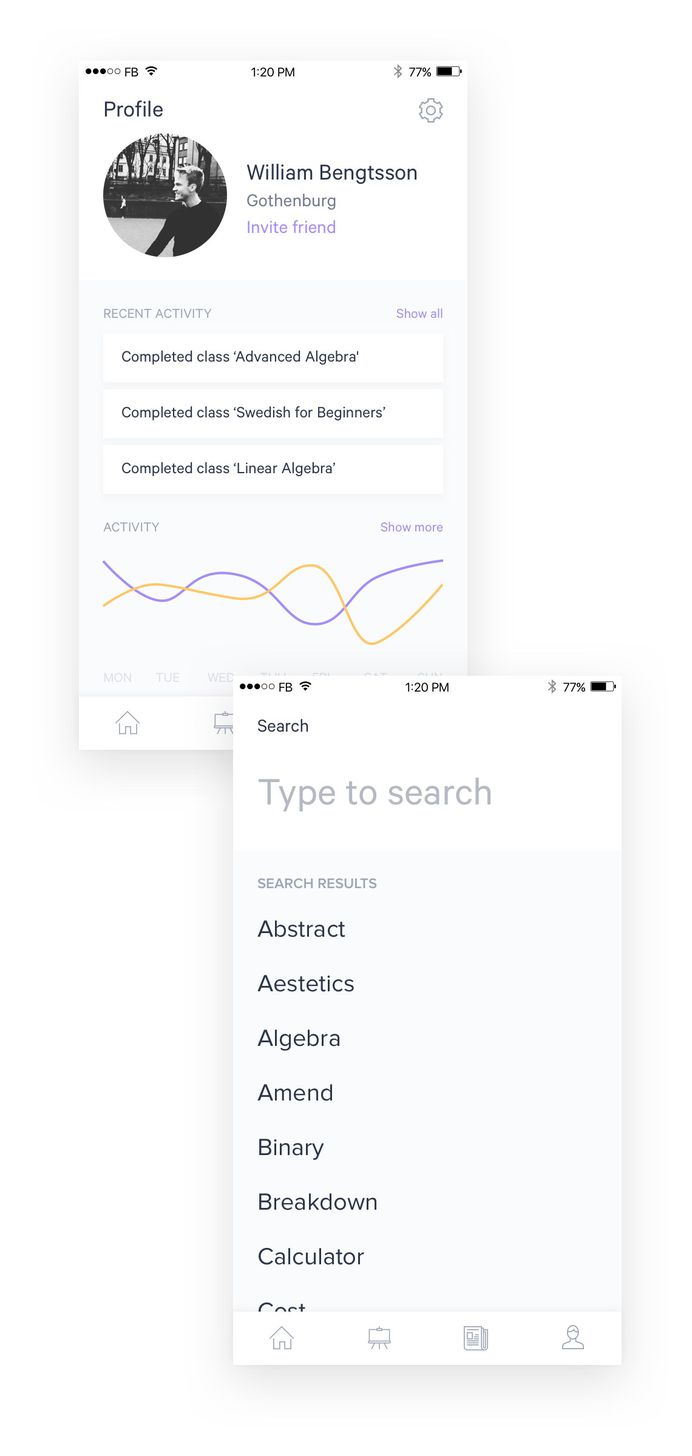 mobile web app design ui search