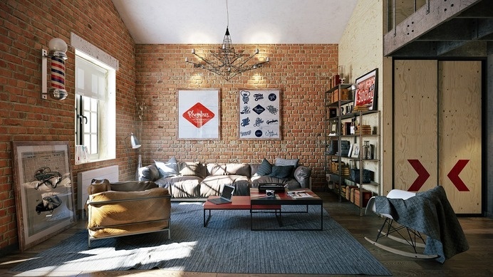 Attractive Loft apartment with an interior design made by Paul Vetrov - HomeWorldDesign (4) #interior #loft #apartments #design #decor #vintage