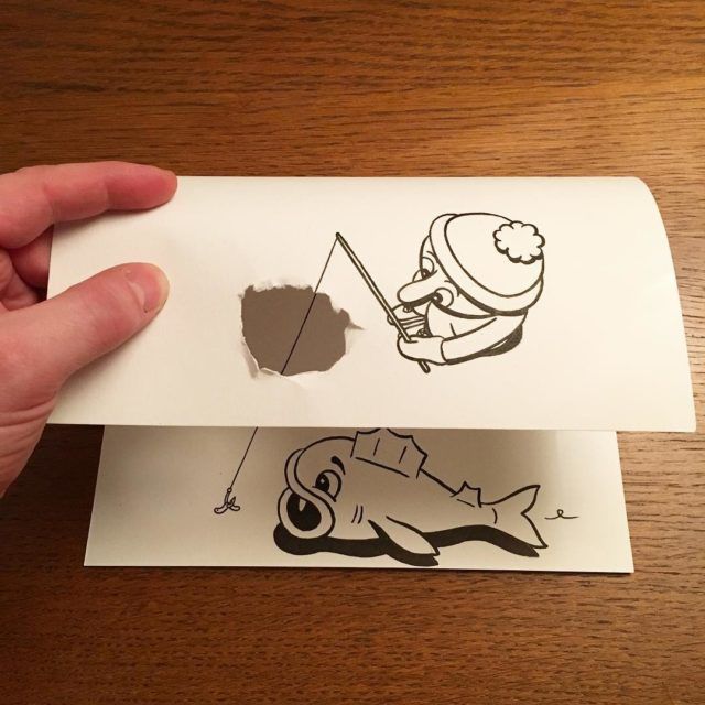 3D Paper Doodles Created With Playful Folds and Rips by HuskMitNavn