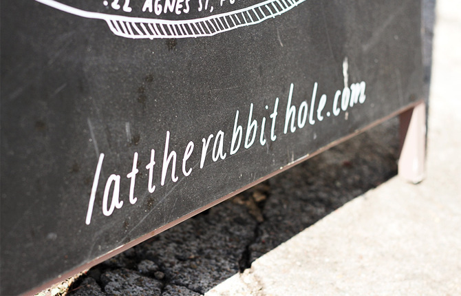'The Rabbit Hole' chalkboard by Sophia Mary Mac #typography #type #lettering #handtype #handlettering #chalk #chalkboard #blackboard #layou