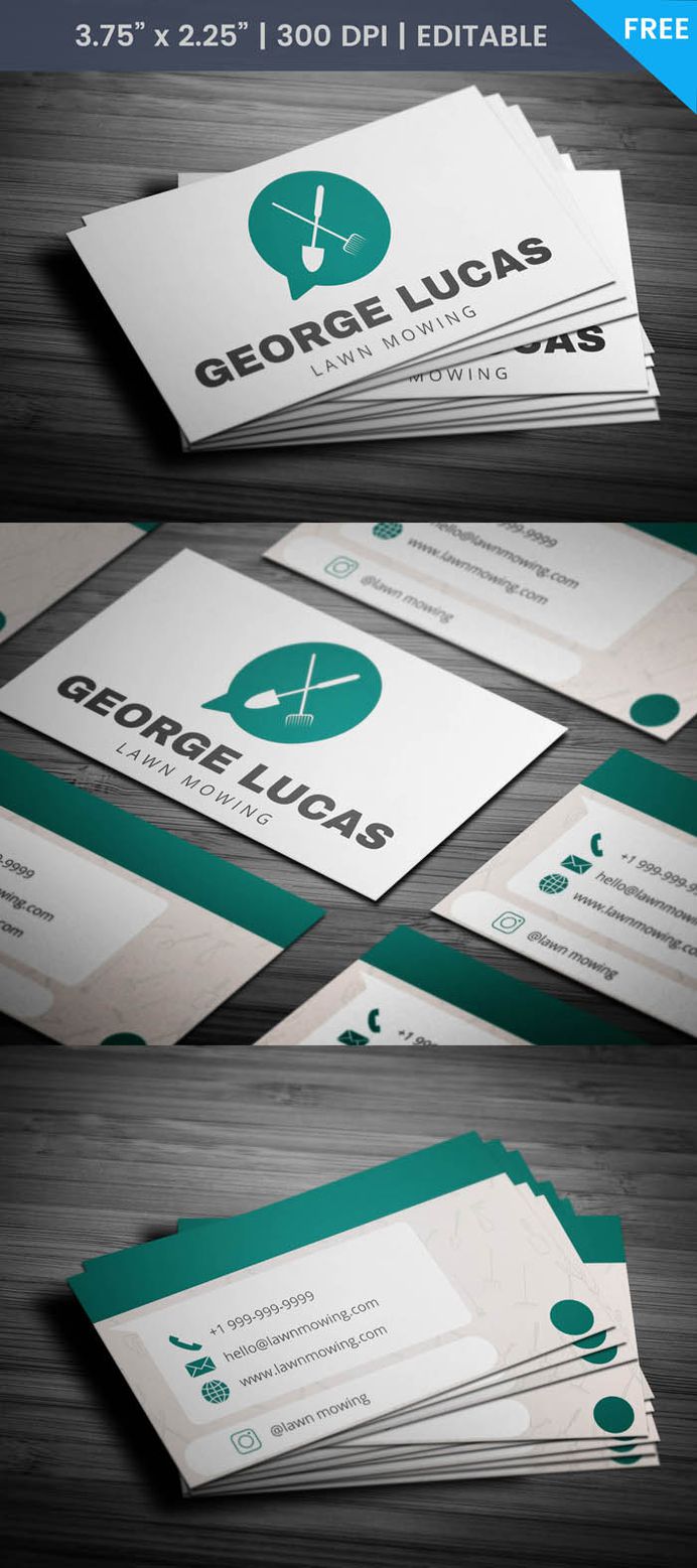 Free Whatsapp Themed Lawn Care Business Card Template