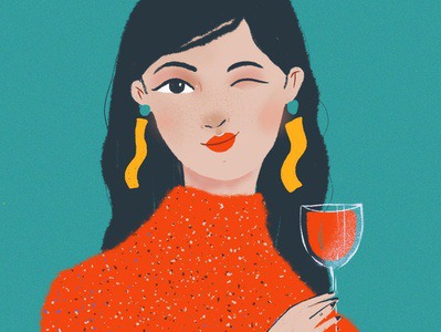 Wine for Valentine #illustration #girl #procreate #wine #red