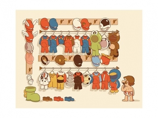 GlenBroganMariosClosetSmallforWeb.jpg (JPEG Image, 650 × 488 pixels) #outfits #illustration #mario #closet