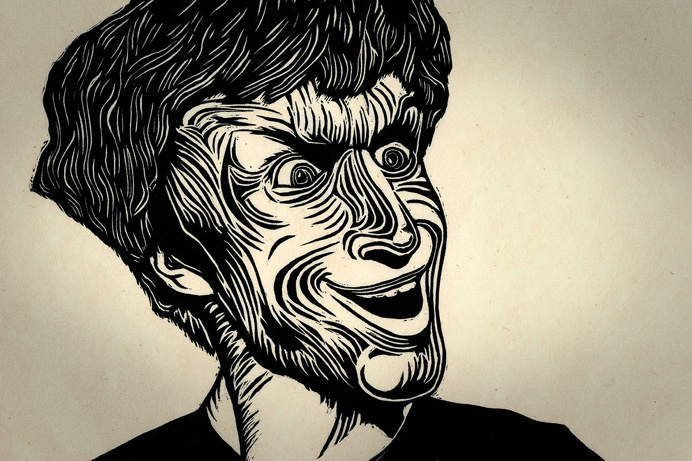 Wood Cut Print #portrait #crazy #monotone #joker