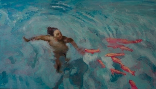 Michael Ramsauer - Schwimmer | Daily Art Fixx Shop - Contemporary Art Gallery #painting #artist #art