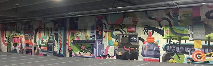 Outstanding murals by Dave Arcade - NICKELODEON WEST COAST + GARAGE MURAL