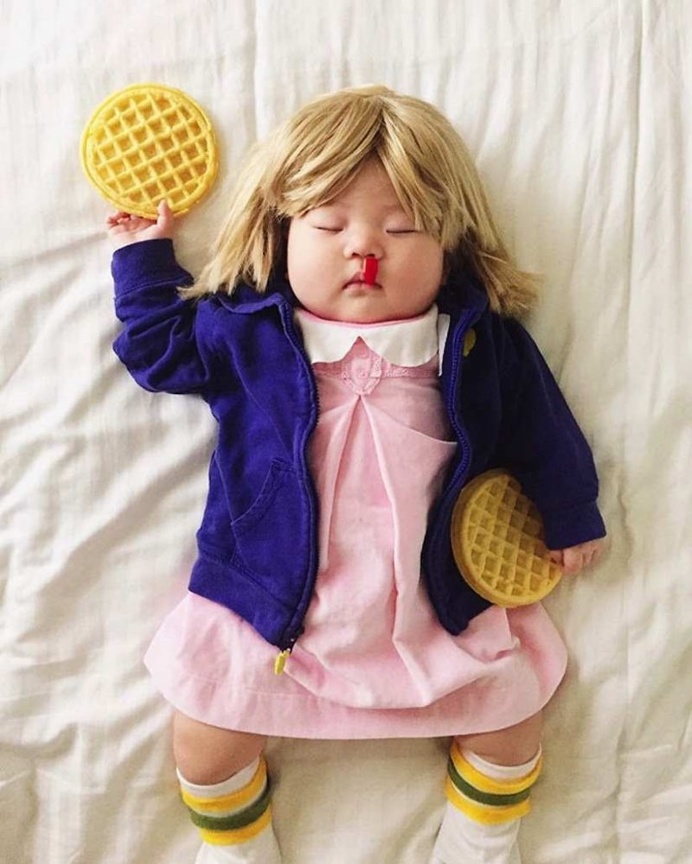 Laura Izumikawa Dresses Her Napping Baby in Cosplay Outfits