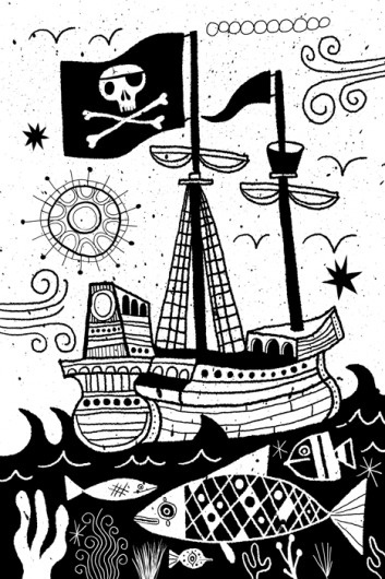 The Adventures of Tom Sawyer by Mark Twain | Nate Williams Lettering, Illustration, Art Licensing #sun #lettering #williams #book #cover #illustration #sea #ship #art #n8w #nate