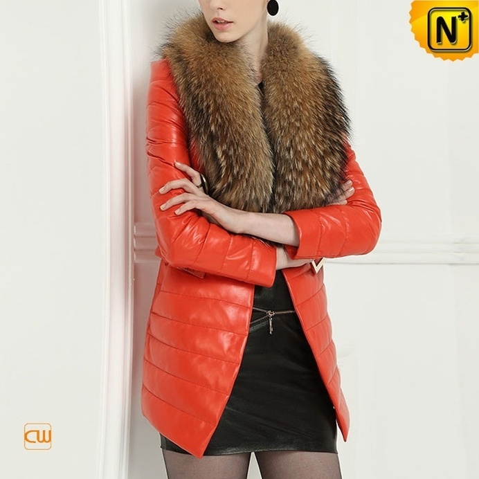 Womens Winter Down Filled Coat with Fur Collar CW613582 #women #leather #coat