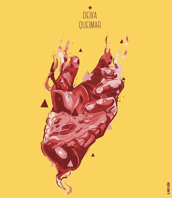 º deixa queimar º on Behance #red #yellow #design #illustration #poster #art #disintegrate #hand