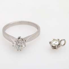 Diamond ring set: solitaire with approx 0,78 ct.,