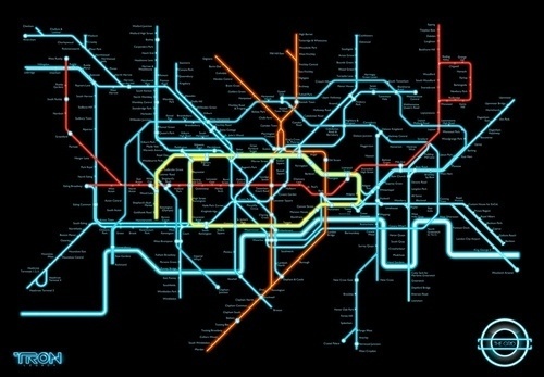 If Only the London Underground Trains Went as Fast as Tron Light Cycles #neon #london #maps #tron