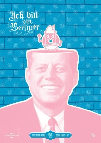 International Doughnut Day - Marcus Taylor of Studio Papa. #ichbineinberliner #screenprinting #johnnytwotoneclub #pink #doughnut #jfk #jttc #wall #donut #blue #berlinwall #jelly #german #pastel