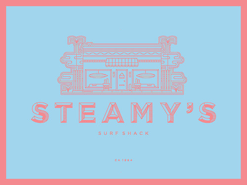 Steamy's Surf Shack #surf #icon #shop #store #brand #illustration #identity #type