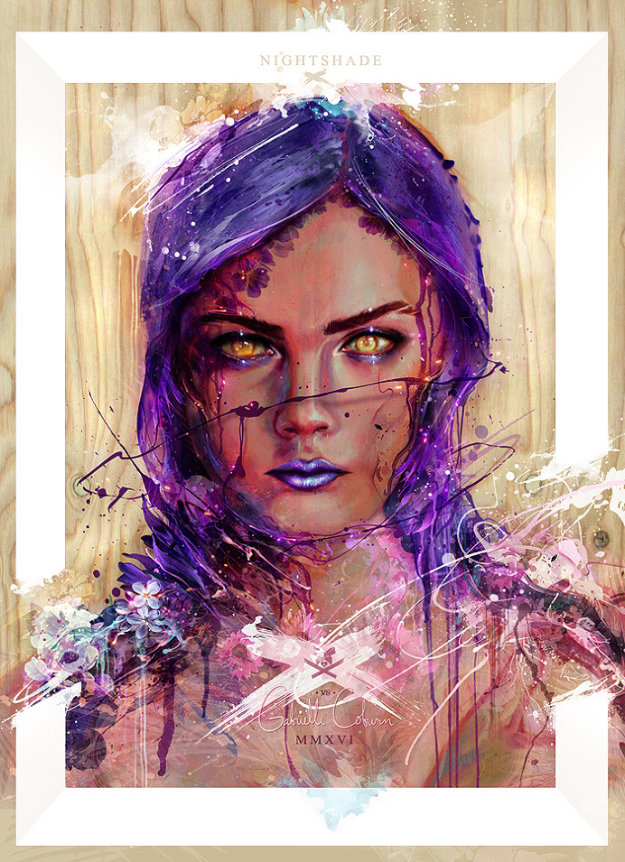 Collaborative personal piece I did when a friend of mine was showing me some paintings she had done some years ago. Chose one of the dopest
