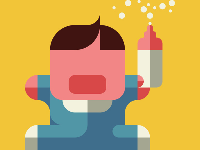 a crying baby by tomoyuki kurosawa #flat #icon #geometric #character #baby
