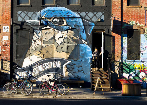 Swallow Cafe on Behance #coffee #mural #painting #bird