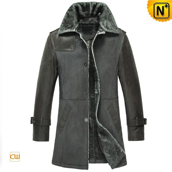 Leather Shearling Winter Coat for Men CW856068 #mens #shearling #coat
