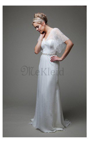 Strand Normale Taille Ärmelloses V-Ausschnitt Bodenlanges Brautkleid