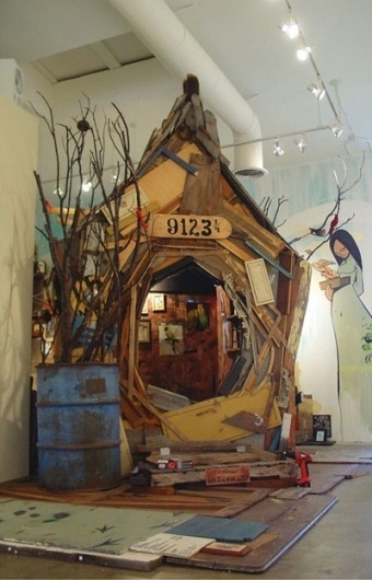 ERIK OTTO STUDIOS #found #otto #birdhouse #paint #wood #art #erik #branches #spray