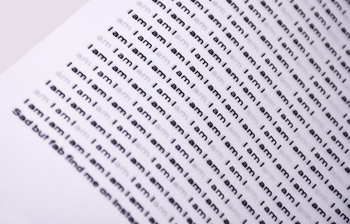 The Big data Gaze - Mindsparkle Mag Experimental book from online dating app's texts by Puskás Marcell. "During my 2 year long survey I have collected the introductory text of almost 20.000 people. #logo #packaging #identity #branding #design #color #photography #graphic #design #gallery #blog #project #mindsparkle #mag #beautiful #portfolio #designer