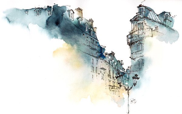 CJWHO ™ (Architectural Watercolors by Sunga Park Famous...) #watercolors #design #illustration #architecture #aquarelle #art