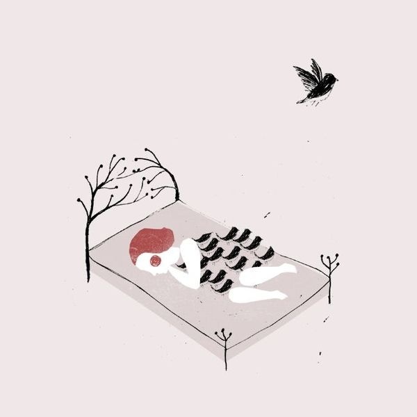 elisa talentino #girl #dream #birds #illustration #bed