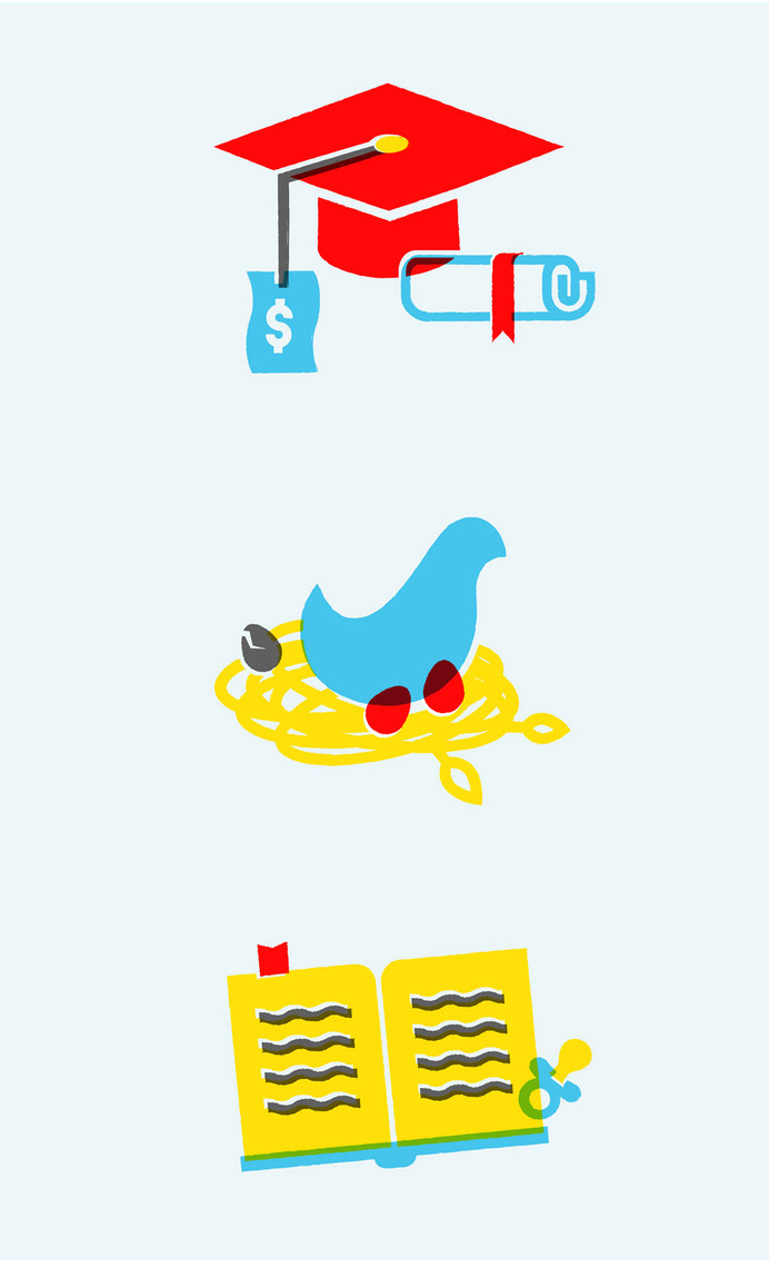 Education illustration set via Patrick Iadanza #bad #egg #nest #icon #money #book #college #set #illustration #education #service #graduation #baby