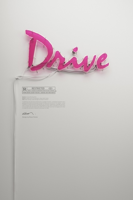 Drive Neon Poster by Rizon Parein #movie #typography #drive #poster #neon