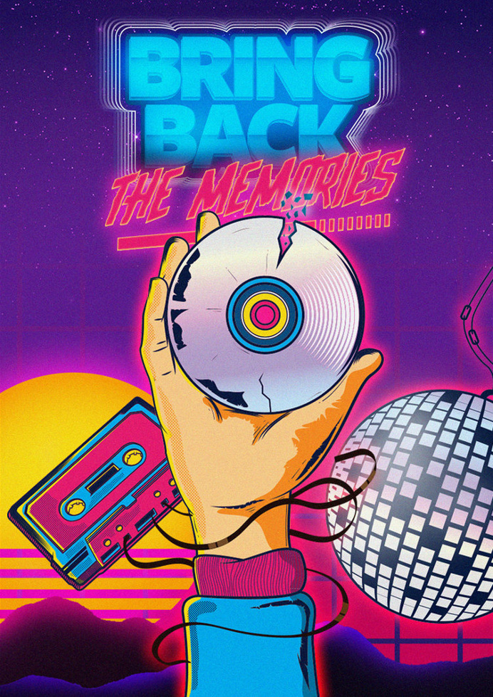 Bring back the memories #disco #80's #art #vector #illustrator #illustration #night #party #discoball #casette #retro #vintage #sun #old #80
